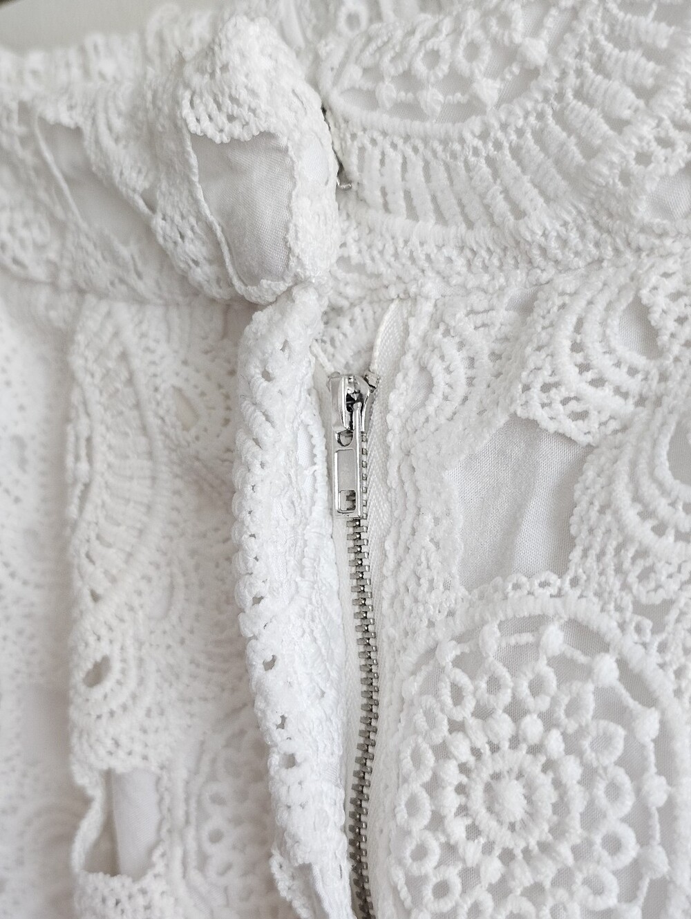 Blue Rain White Crochet Lace Skort Women's Medium Boho Scalloped Lined Shorts - Picture 5 of 8